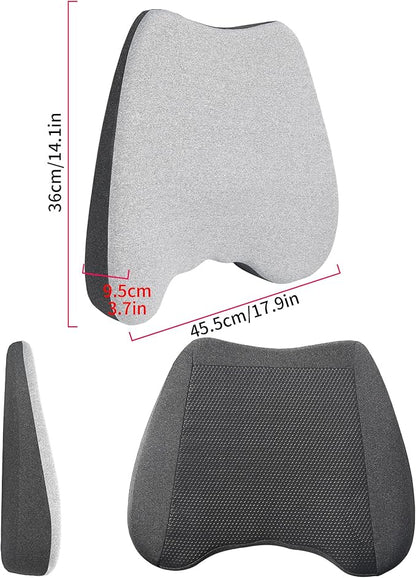Car Seat Cushion, 2 in 1 Car Seat Cushion or Lumbar Support, Ergonomic Memory Foam Seat Cushions for Car Truck Sedan Home Office, Grey