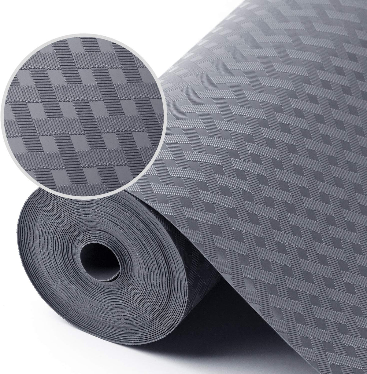 Shelf Liners for Kitchen Cabinets Refrigerator Liners Waterproof Kitchen Cupboard Liner Non-Slip Drawer Mats EVA Material Non Adhesive Fridge Liner for Shelves - Gray 17.5 x 236.2 Inches x 2 Rolls