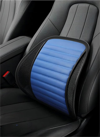 Premium Car Interior Back Support - Versatile Lumbar Cushion for Driver Seat with Breathable Fabric and Adjustable Strap. (1, Blue)