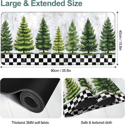 Christmas Tree Gaming Mouse Pad 35.4"x15.7"Desk Mat Anti-Slip Rubber Base & Durable Stitched Edges for Gamers Smooth Mouse Writing Surface for Desk Office/Home