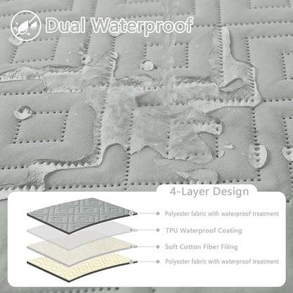 hyha Waterproof Dog Blanket, Soft Dog Bed Cover Pet Blankets, Waterproof Sofa Couch Cover for Dogs Washable, Reversible Pet Couch Covers for Sofa Furniture (82x102 Inch, Grey/Beige)