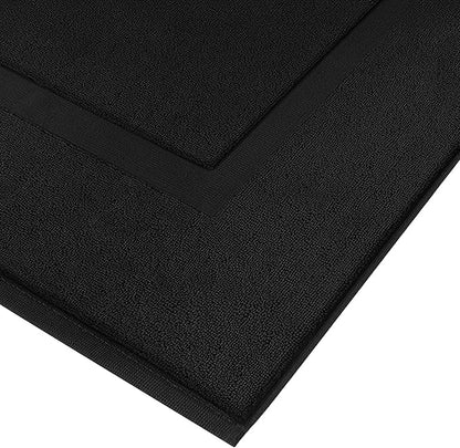 RIVERSIDE Bath Mat Set of 2 - Black Bath Mats 21x34 Inches, Not a Bathroom Rug, 100% Ring Spun Cotton, Super Soft & Highly Absorbent Bathroom Floor Mats