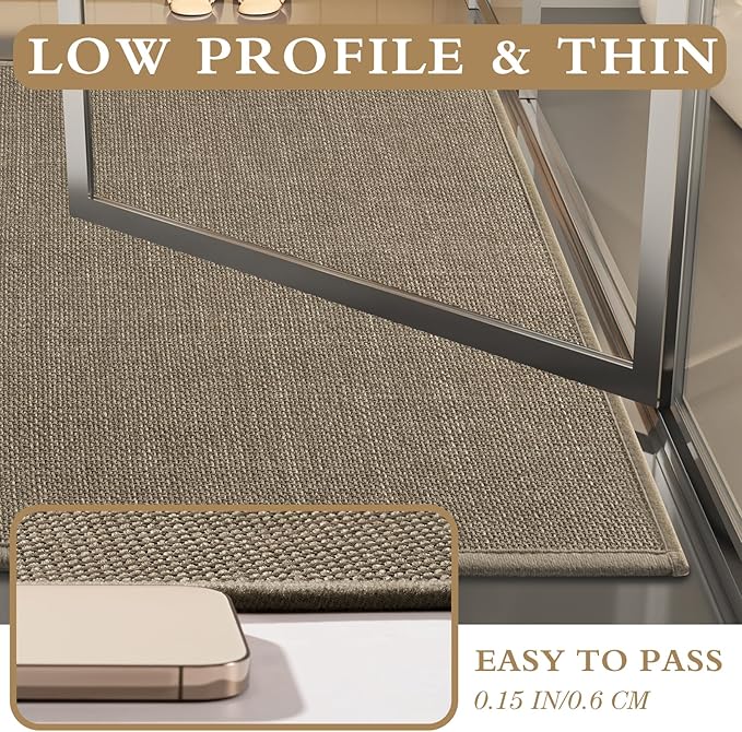YIHOUSE Bathroom Rug Sets 2 Piece, Bathroom Mat Quick Dry, Thin Bath Rug Set,Absorbent Bath Mat for Bath Room Non Slip Washable for Toilet and Floor 17.5"x24"U+17"x24"