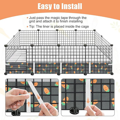 Guinea Pig Cage Liner 24" X 48", Rabbit Cage Liner with Carrot Pattern | Water-resistant and Washable Guinea Pig Liner for Hamster, Hedgehog, Ferrets and Other Small Pet (Dark Green)