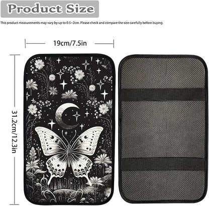 Dreaweet Goth Butterfly Center Console Cover for Car,Goth Car Accessories for Women Car Armrest Cover Pad Soft Comfortable Arm Rest Cover for Car SUV Truck Van