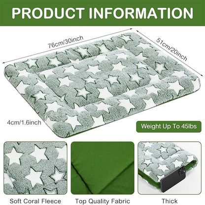 VitalCozy 4 Pcs Winter Dog Crate Pads, Ultra Soft Warm Washable Dog Cat Bed Mat for Pet Crate Comfortable Replaceable Reversible Kennel Pad for Small, Medium, Large Dogs (20 x 30 x 1.6 Inch,Green)