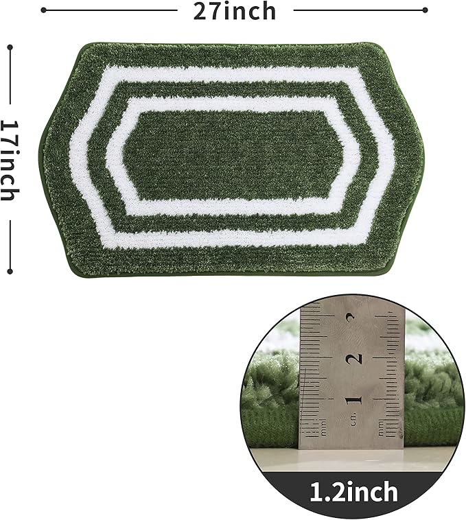 COSY HOMEER Extra Thick Bath Rugs - Anti-Slip Bath Linen Sets Mats Soft Plush 100% Strong Polyester Living Room Bathroom Water Absorbent(Green,17x27 - Inches)