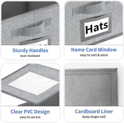 Hat Organizer for Baseball Caps, Hat Storage Holder Container for Closet Hold Up to 12 Caps with Clear Window, Hat Boxes for Home Storage | 1Pcs Grey