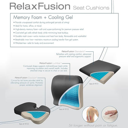 Wagan IN9112 Relax Fusion Lumbar Memory Foam and Gel Seat Cushion