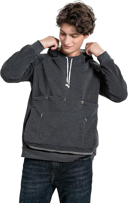 LINYUCHEN Cat Dog Carrier Hoodies – Puppy Kitten Carrying Sweatshirt Large Pet Pocket Pullover Top – Unisex Kangaroo Hoodies