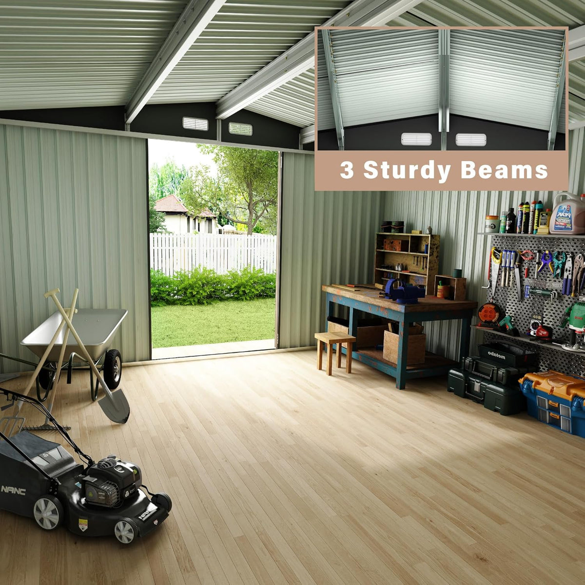 8x10 FT Metal Storage Sheds Outdoor, Metal ToolShed with Lockable Door, Metals Yard Sheds MetalGarden Shed Kit, Metals Utility Sheds Buildings with Air Vent for Backyard Garden Patio Lawn