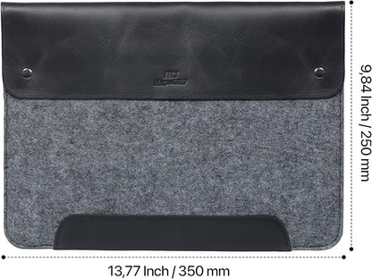 MegaGear Genuine Leather and Fleece MacBook Bag Laptop Sleeve for MacBook Pro and MacBook Air Case - 16 Inch - 15 Inch - 15.5 Inch (M4, M3, M2, M2, M1, Pro & Max) 2020 to 2024 Models