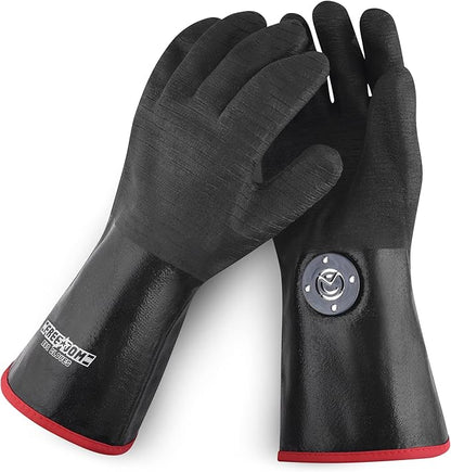 MagneCHEF Freedom BBQ Gloves 932°F Heat Rated Magnetic EZ On Off Safety Clips Waterproof for Grills Smokers Fryers Ovens (14")