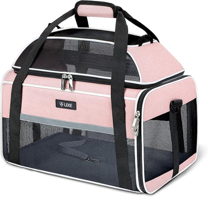 Lekereise Top-Expandable Pet Carrier 18x13x9.5 Inch Southwest Frontier Airline Approved Soft Sided Underseat to 15lbs Travel Carriers for Small Cats Dogs with Locking Safety Zippers Anti-Scratch Mesh
