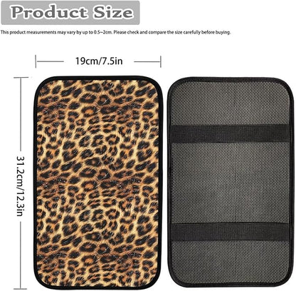 Brown Cheetah Print Armrest Cover for Car Console Covers,Soft Armrest Cover for SUV,Cars, Leopard Print Car Accessories for Women Men