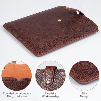 Thryxop Genuine Leather Tablet Sleeve for iPad Pro 11‘’/Air 10.9‘’/Magic Keyboard & Galaxy Tab S9/S9 FE | Slim Protective Case with Microfiber Lining (Fits Devices up to 11") - Dark Brown