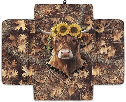 Tupalatus Highland Cow Car Armrest Cover with Pockets Universal Center Console Pad Anti-Slip Sunflower Armrest Cushion Cover Pad Easy Installation Universal Fit Most Cars,SUV,Truck,Van