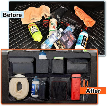 Car Trunk Organizer for SUV Backseat Hanging Storage with 8 Pockets, Heavy-Duty 1680D Oxford Fabric, Foldable Car Organizer for MPV Minivan Sedan, Car Accessories Interior