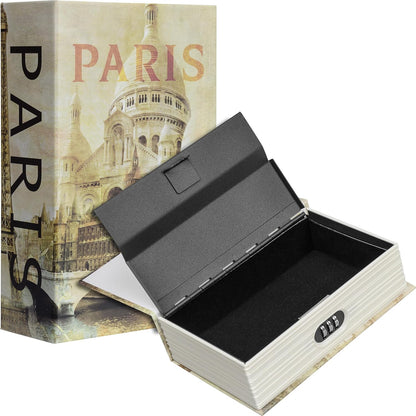 Barska Paris Hidden Book Safe – Combination Lock Diversion Lock Box – Portable Steel Safe for Home, Office, Travel – Secret Storage for Cash, Jewelry, Passport, Valuables