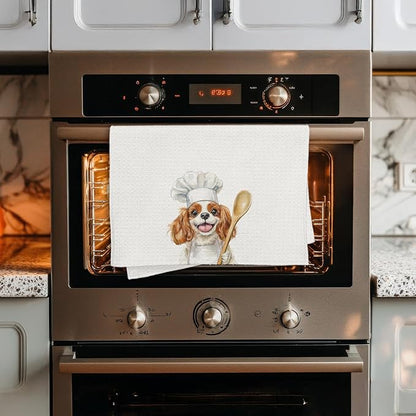 Funny Colour Cavalier King Charles Spaniel Chef Kitchen Towels Gifts, Dog Gift, Chef Gifts for Women Men, Funny Dog Lover Gift Decorative Dish Hand Tea Towels for Kitchen Bakery, 16x24 Inch