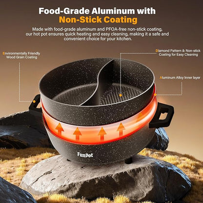 6L Electric Hot Pot with S-Shape Dual-Divider, Smart Temperature Control