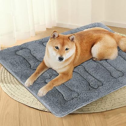 Dog Bed Crate Mat(36" X 23") 2 Pack, Soft Plush Dog Bed Pad Machine Washable Crate Pad, Grey