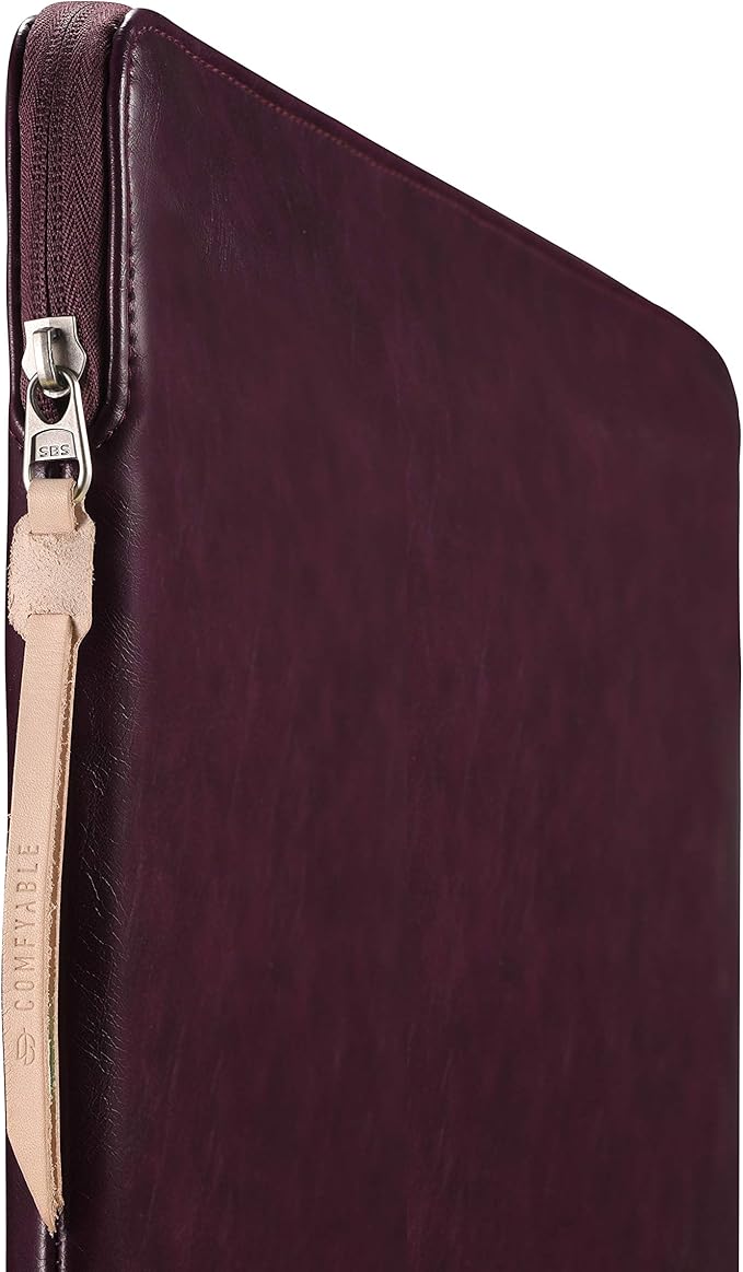 Comfyable Slim Laptop Sleeve Compatible with 13 Inch MacBook Air 13 in M4 M3 M2 M1, 13" MacBook Pro, PU Leather Bag Water-Resistant Cover Case, Berry Brown
