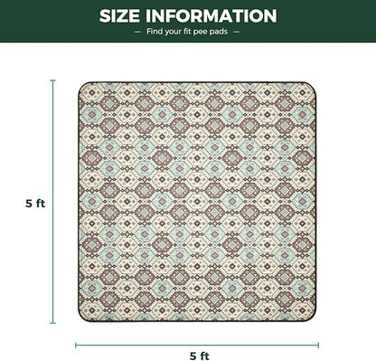 FXW Washable Pee Pads for Dogs, Puppy Pads with Super Absorbent, Specifically Designed for FXW Rollick/Homeplus 24inch 6 Panels Dog Playpen, 39" x 63" Rectangle, Tribal Beige, 1 Pack