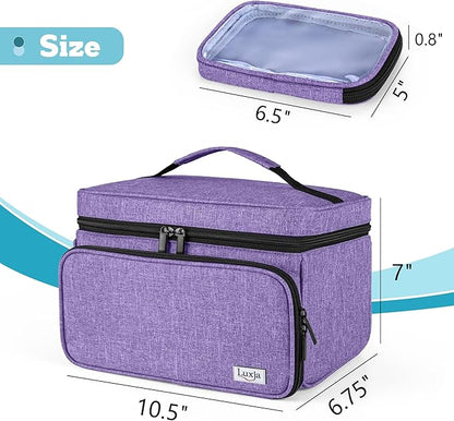 LUXJA Medicine Bag with 2 Detachable Clear Pouches, Pill Bottle Organizer with Detachable Dividers (Suitable for Home or Travel Use), Purple