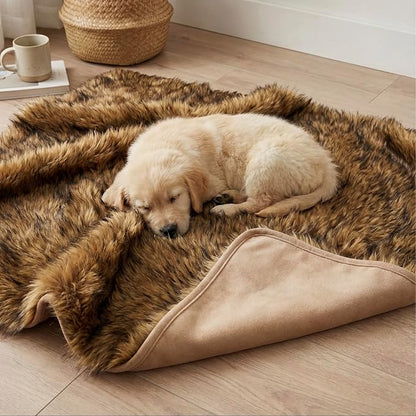 Waterproof Dog Blanket for Small, Medium & Large Dogs – Faux Fur Pet Throw for Couch, Sofa, Bed & Car – Soft, Washable, Stain-Resistant, Durable Cover - Brown 40" x 30"