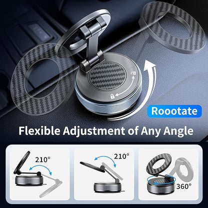 Car Phone Holder for Magsafe, Suction Cup Phone Mount 360° Adjustable Vacuum Magnetic Phone Holder, Cell Phone Holders for Your Car Compatible with iPhone 17 Pro Max 16 15 14 13 12 (Carbon Fiber)