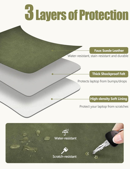 HYZUO 15 Inch Laptop Sleeve Case with Stand Feature for MacBook Air 15 M4 A3241 M3 A3114 M2 A2941 2025-2023, MacBook Pro 15, 15" Surface Laptop 7/6/5/4/3, with Carrying Pouch, Olive Green