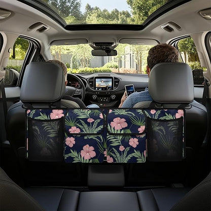 Trunk Organizer for SUV, Sedan, Van, Car Organizers and Storage with Lid (37.01"*11.8"), Oxford Cloth Car Organizers Storage Bag for SUV/MPV/Truck, Hawaii Floral Leaves
