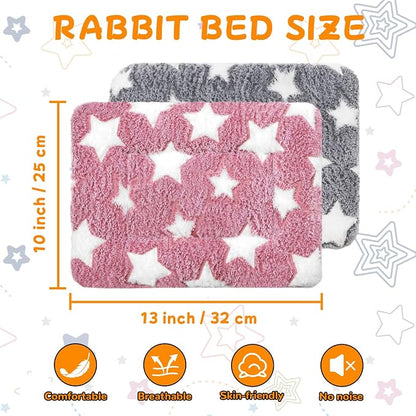 Eilyliafe 2 Pcs Rabbit Bunny Bed Soft Guinea Pig Bed Mat Washable Guinea Pig Bunny Pad Reversible Small Animal Bed Cage Liner for Hamster Rat Hedgehog Chinchilla Ferret (12.6×10 Inch)