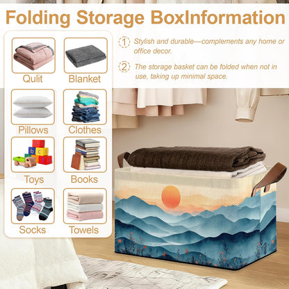 Storage Bin with Handles, Sun Mountains Collapsible Laundry Baskets for Books, Laundry - Use in Nursery, Closet Organizers and Storage, Blanket Basket