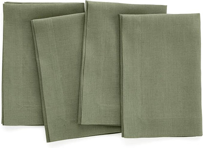 Solino Home Linen Napkins Set of 4-100% Pure Linen Oil Green Dinner Napkins Cloth 20 x 20 Inch for Spring, St Patricks Day, Easter - Fete, Handcrafted and Machine Washable