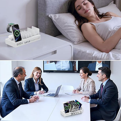 600w Charging Station for Multiple Devices, 15 in 1 Wireless Charger