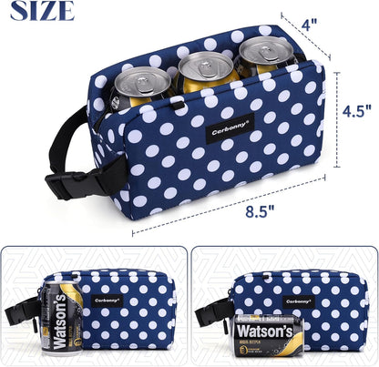 Cerbonny Small Cooler Bag Freezable Lunch Bag for Work School Travel,Small Lunch Bag,Small Insulated Bag For Adults/Kids,Freezer Lunch Bags,Mini Lunch Bag Fit For Yogurt（Blue with white dots）
