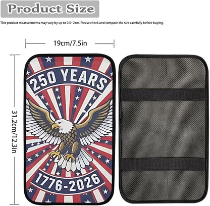 Dreaweet 250th Anniversary Car Center Console Cover Patriotic Eagle Flag Car Accessories Soft Scratch Proof Armrest Cover Center Console Cushion Pad Easy to Install