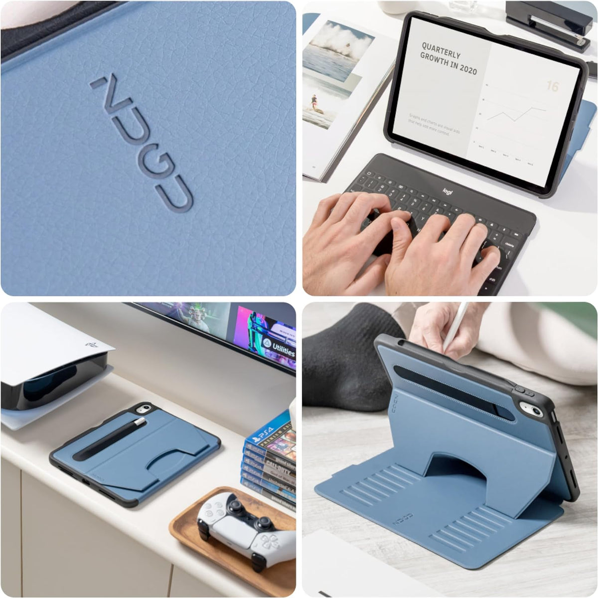 ZUGU CASE for iPad Air 11 (M3 2025 / M2 2024) iPad Air 4 & 5 10.9 Inch (2020/2022) - Protective, Ultra Thin, Magnetic Stand, Sleep/Wake Cover with Apple Pencil Charging & Storage - Slate Blue