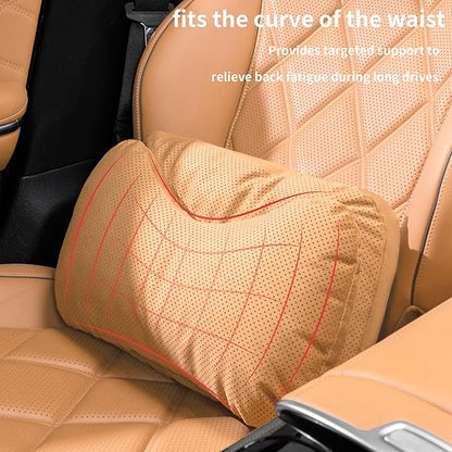 Car Lumbar Support Pillow, Soft Suede Back Support Pillow, Back Pain Relief Improve Posture, Lumbar Support Pillow for Car,Office, Driving, Traveling (Palomino Brown)