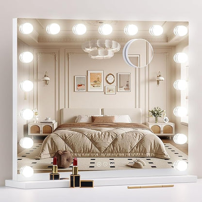 Vanity Mirror with Lights, Makeup Mirror with 17 Dimmable LED Bulbs, 3 Color