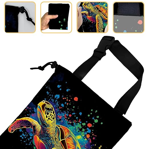 Watercolor Sea Turtle Car Garbage Bag, Small Car Trash Bag Hanging Back of Seat,Drawstring Car Trash Bag with Adjustable Buckle,Car Accessories for Camping Travelling