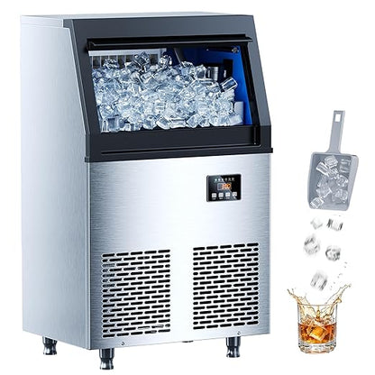 Coolski 150 lbs/24H Commercial Ice Maker Machine, 45 Cubes/6mins, 35 lbs Ice