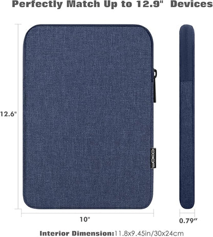 MoKo 12.9 Inch Laptop Sleeve Case Fits 13 Inch New iPad Pro M4 & Air M2 2024, iPad Pro 12.9 M2&M1, Galaxy Tab S8+/S9+ 12.4, Polyester Bag Fit with Apple Pencil or Smart Keyboard, Navy Blue