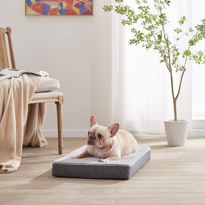 GOHOO PET Orthopedic Memory Foam Dog Bed, Dog Crate Bed for Medium Dogs -Waterproof Pet Bed with Removable Washable Cover, Purple Rabbit Plush Surface, M(29inch,45Lbs)