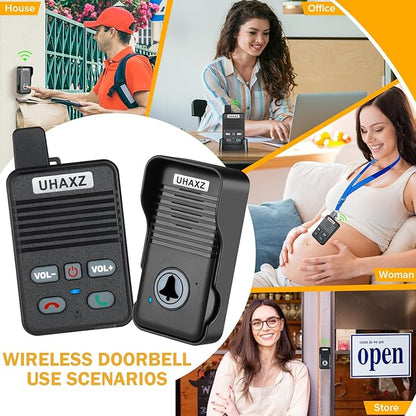 Wireless Doorbell, Hand-Free Door Bell, 1000Ft Long Range, Full Duplex 2 Way