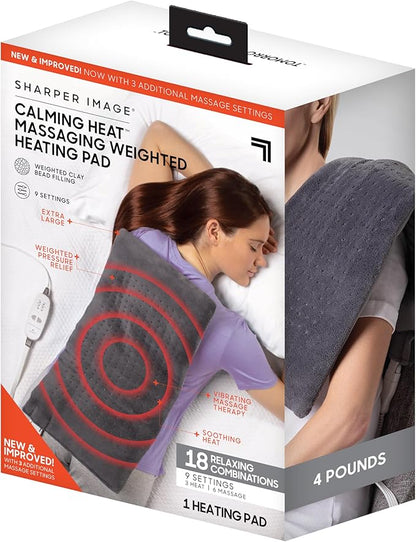 Calming Heat Massaging Vibrations Weighted Heating Pad by Sharper Image |