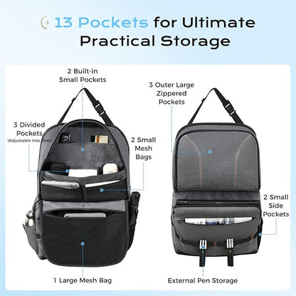 Coverado Backseat Car Organizer 2 Packs, Heavy-Duty Durable Dual-Way Use Car Back Seat Organizer Waterproof with Multi Pockets, Zipper Closure Design, Protect Valuables from Spills, Keeps Car Tidy