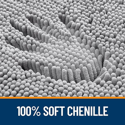 OLANLY Bathroom Rugs 50x30, Extra Soft Absorbent Chenille Bath Rugs, Rubber Backing Quick Dry, Machine Washable Bath Mats for Bathroom Floor, Tub and Shower, Home Decor Accessories, Grey